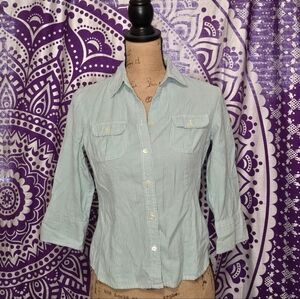 3/$20 Liz Claiborne Light Blue Striped Button-Down Shirt